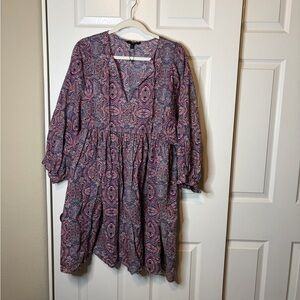 Women’ Banana Republic Red Paisley Patterned Dress 100% Cotton L NWOT